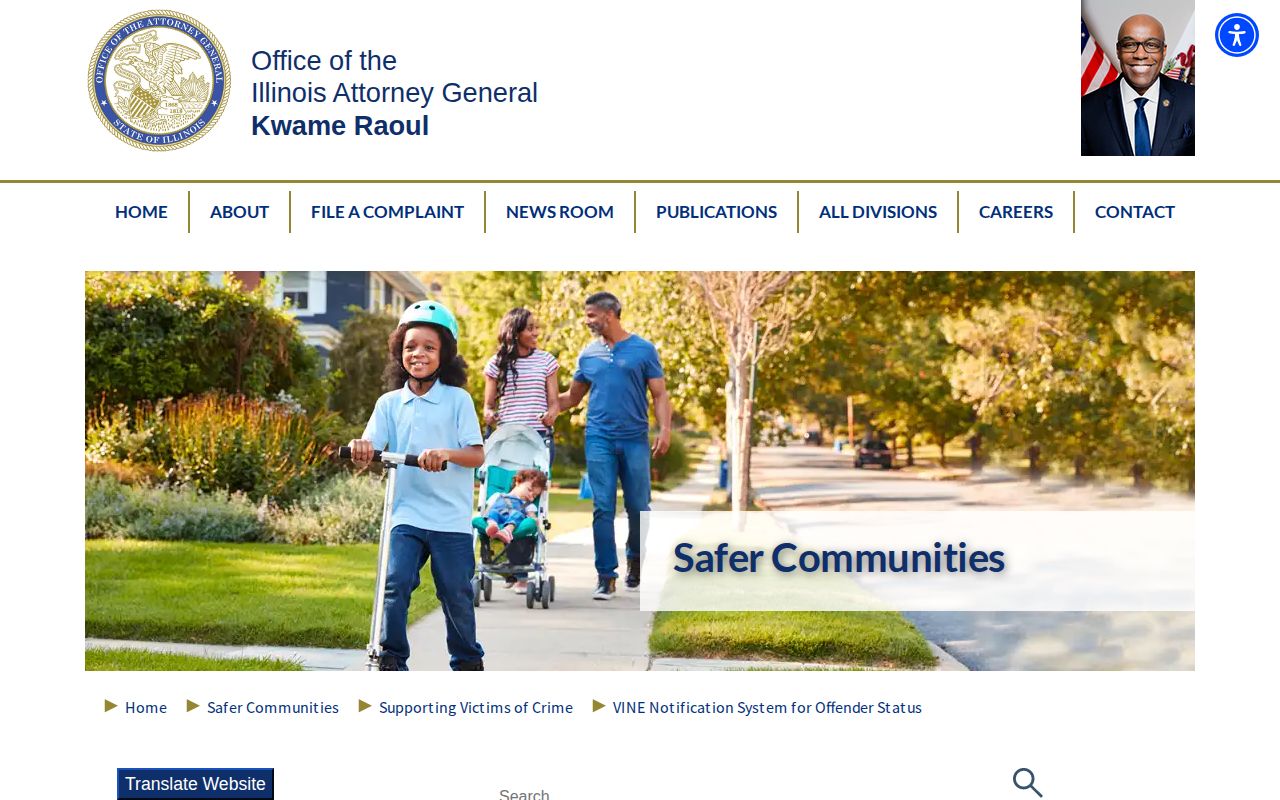 Illinois Attorney General VINE custody and case notification information