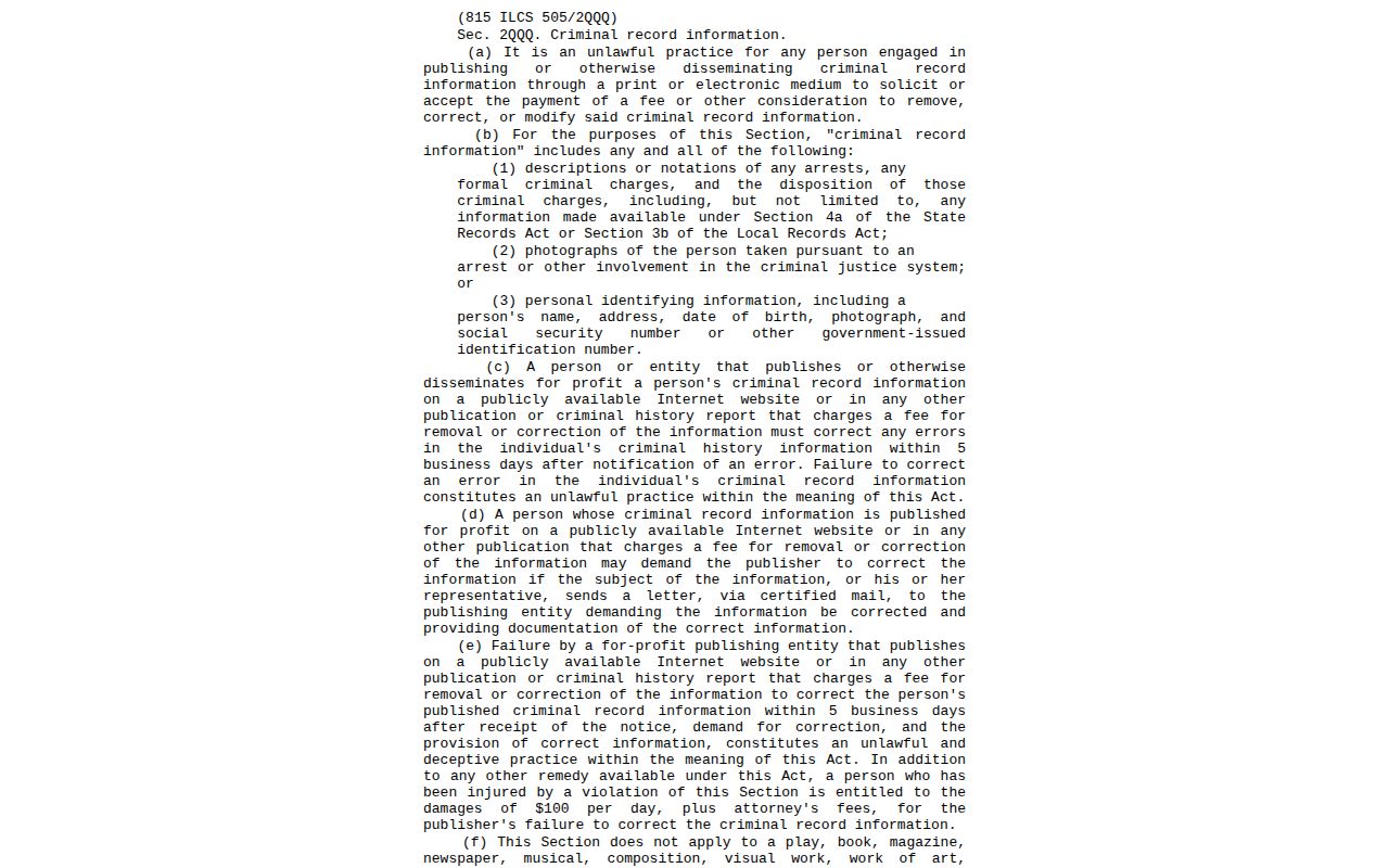 Illinois criminal-record correction and removal statute